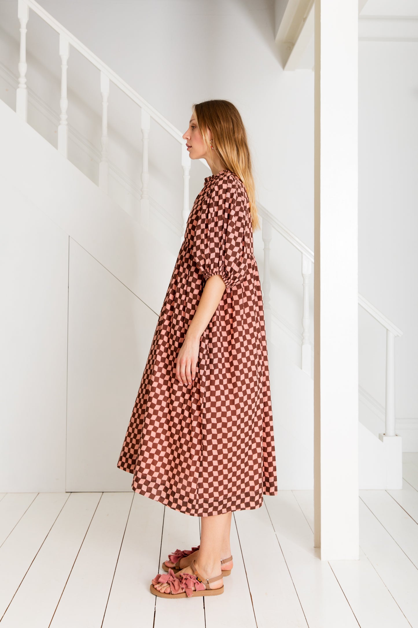 Briony Dress - Brown/Pink