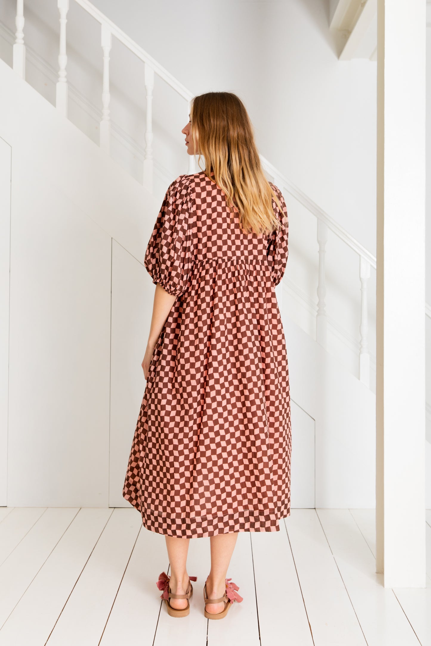 Briony Dress - Brown/Pink