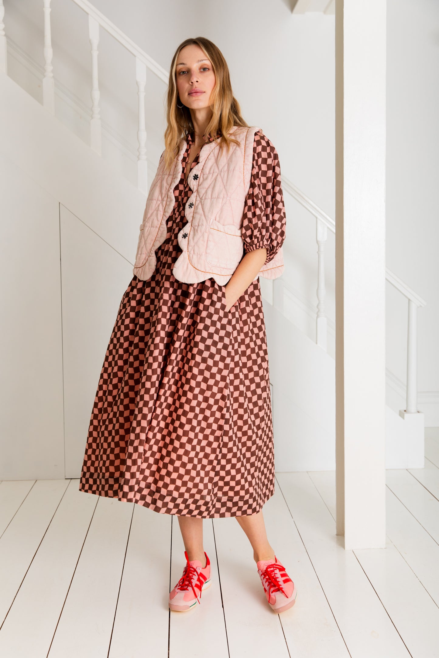 Briony Dress - Brown/Pink