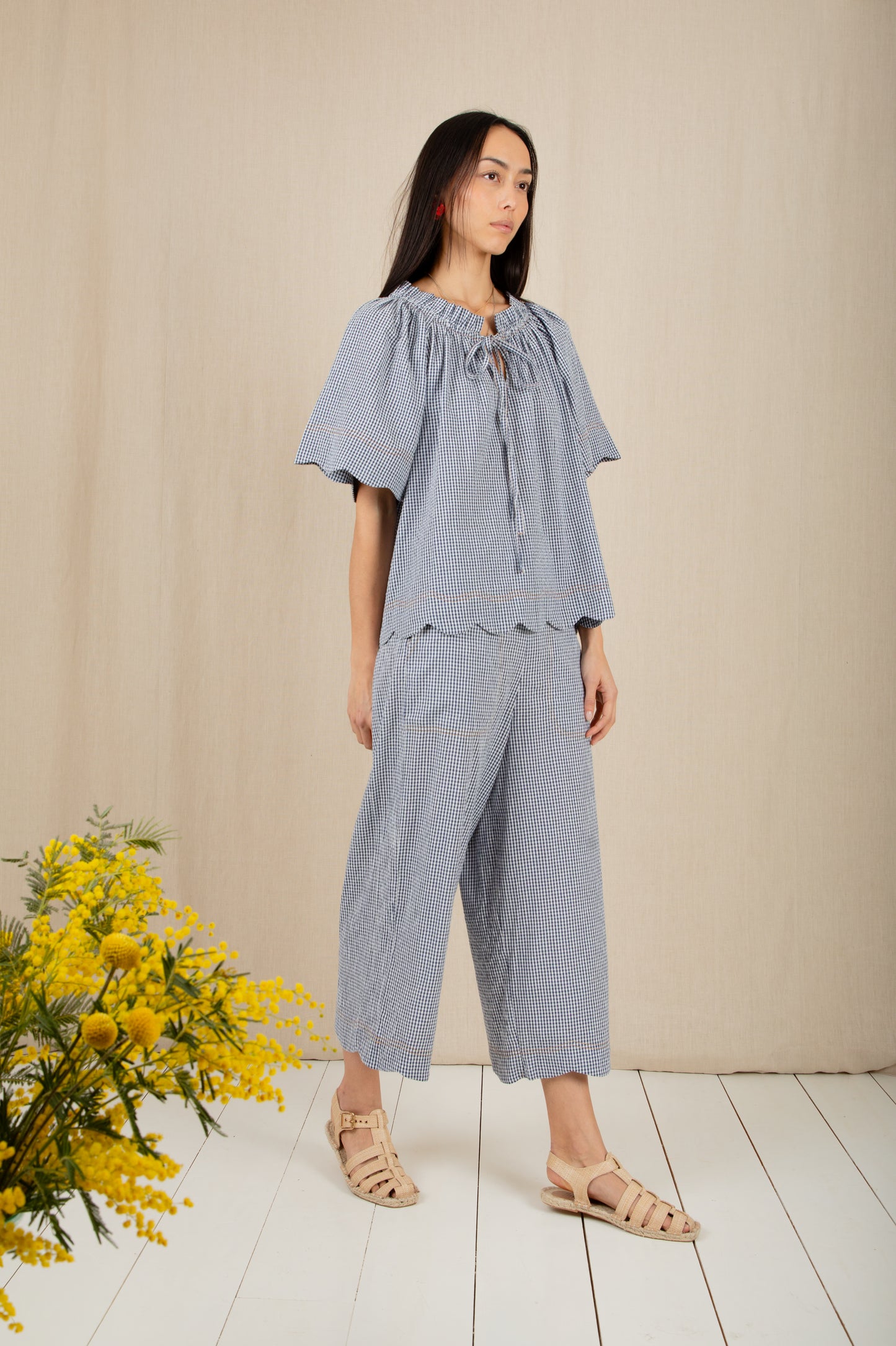 Milla Top - Navy Gingham