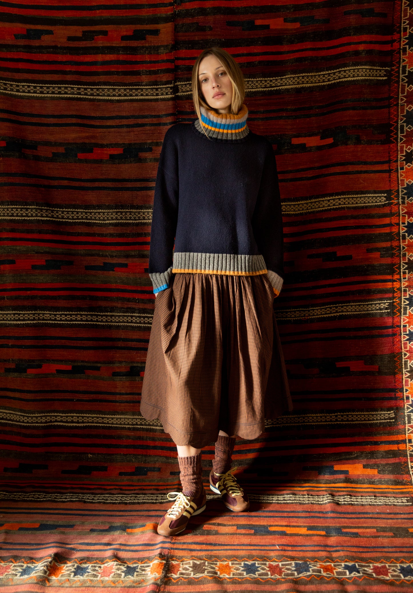 Polly Skirt - Midnight / Tan