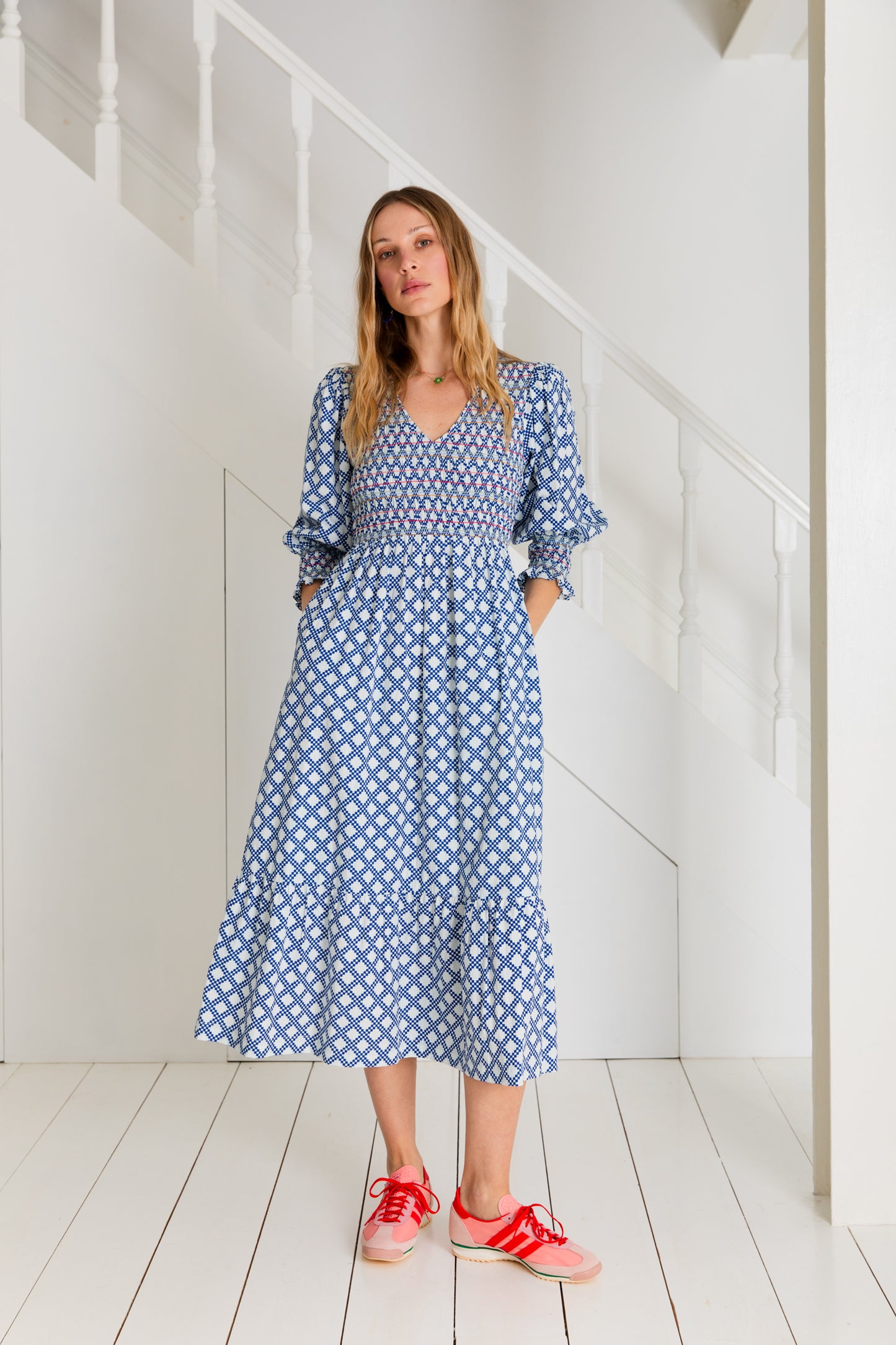 Troy Dress - Blue / White