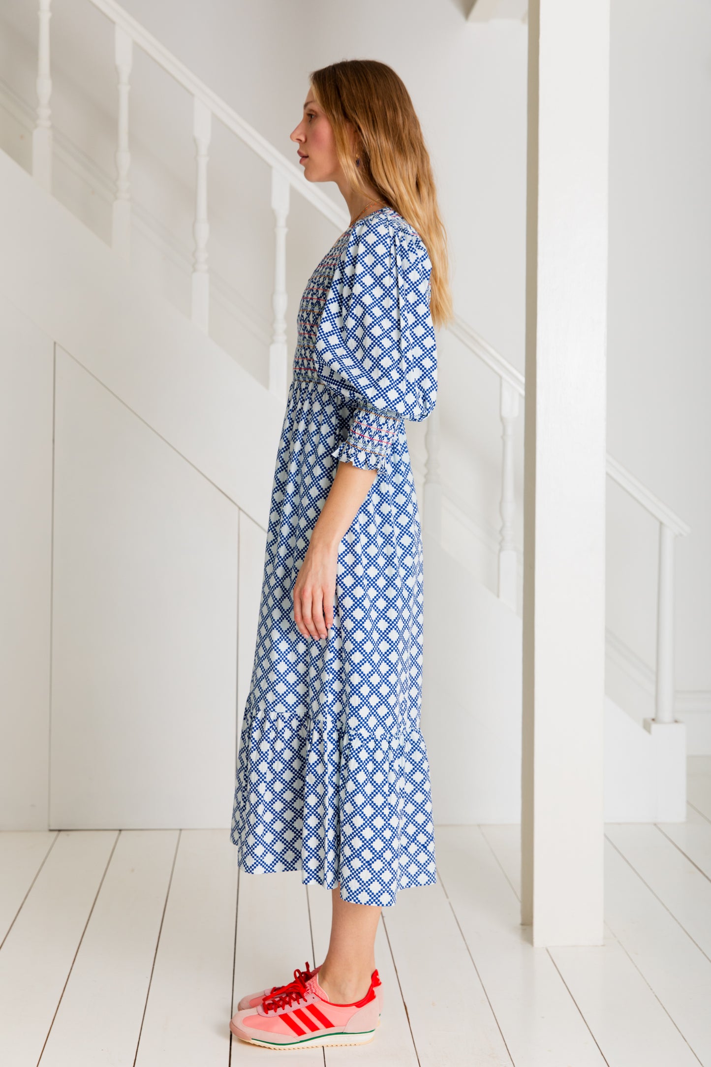 Troy Dress - Blue / White
