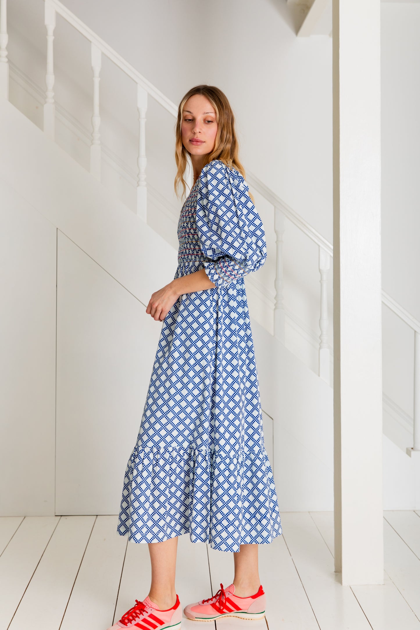 Troy Dress - Blue / White