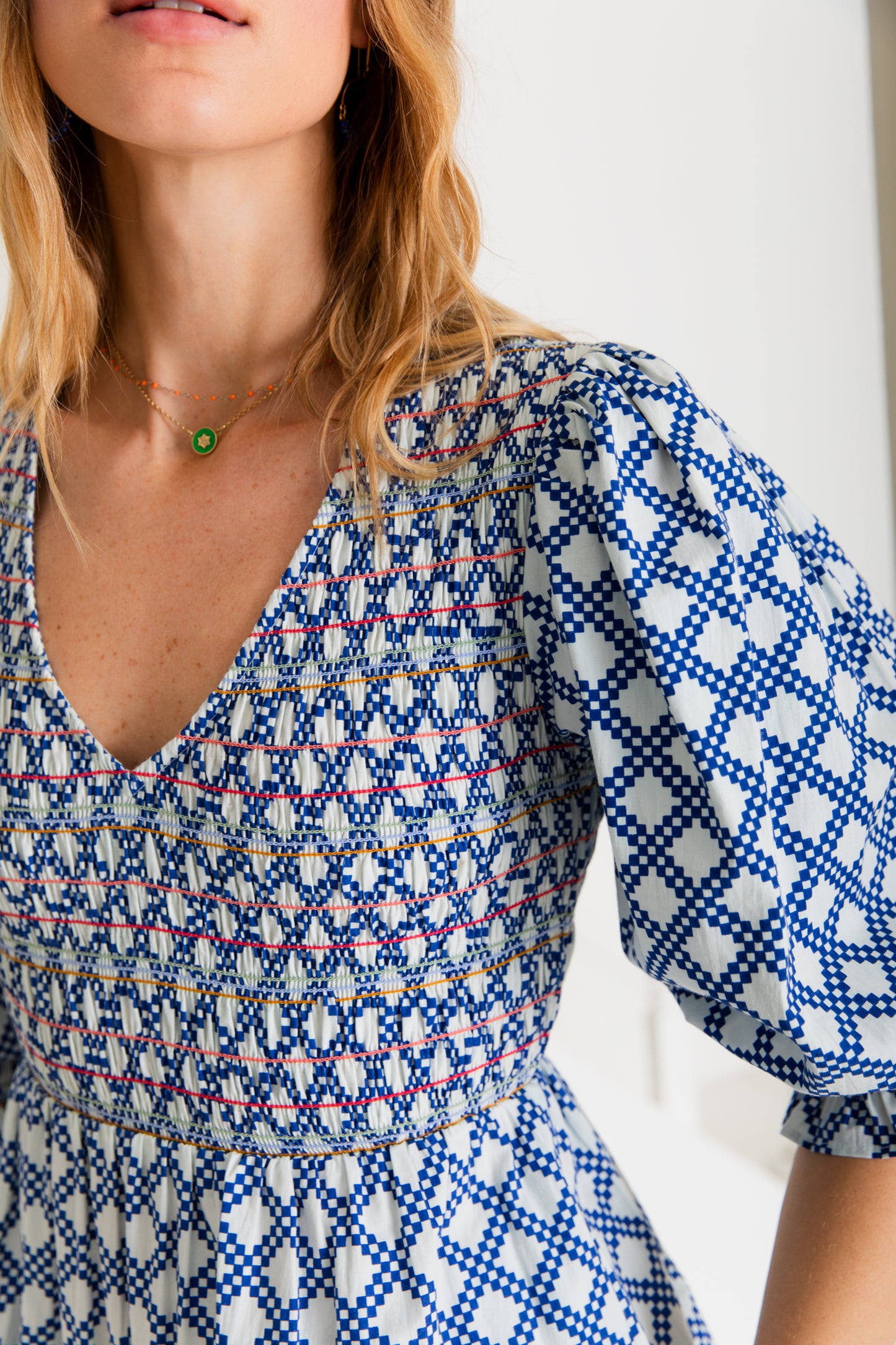 Troy Dress - Blue / White