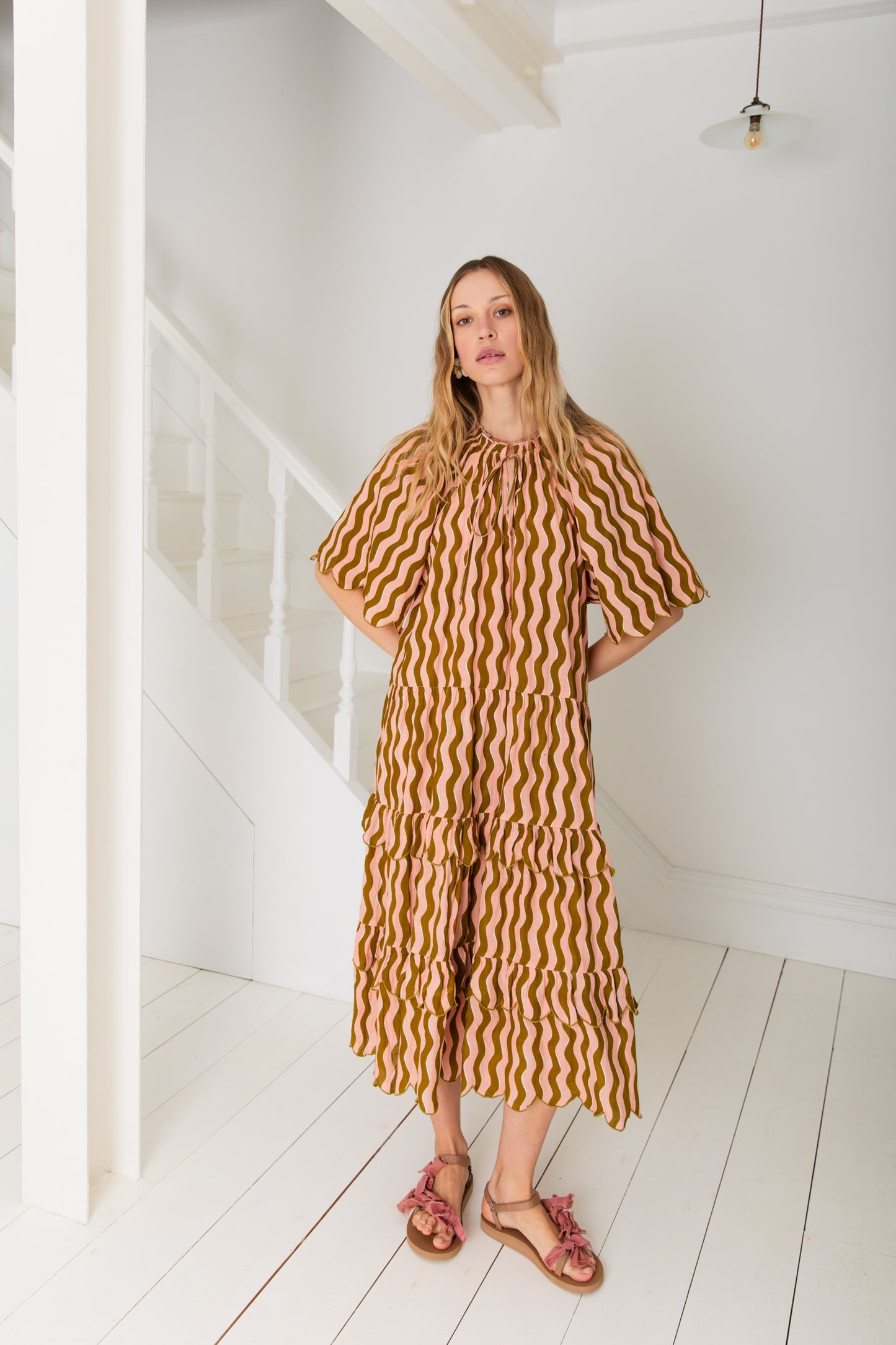 Winona Dress - Olive / Peach