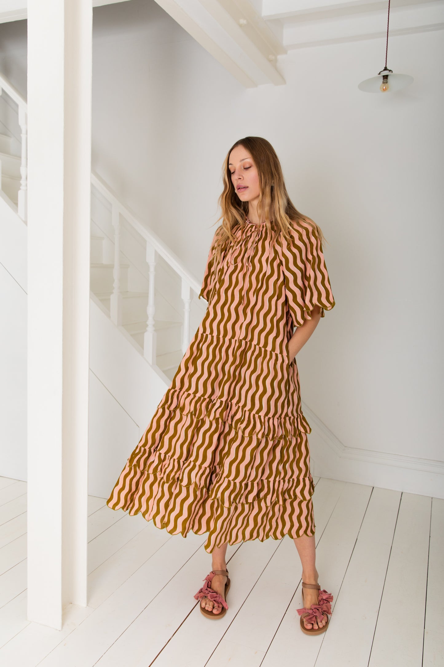 Winona Dress - Olive / Peach