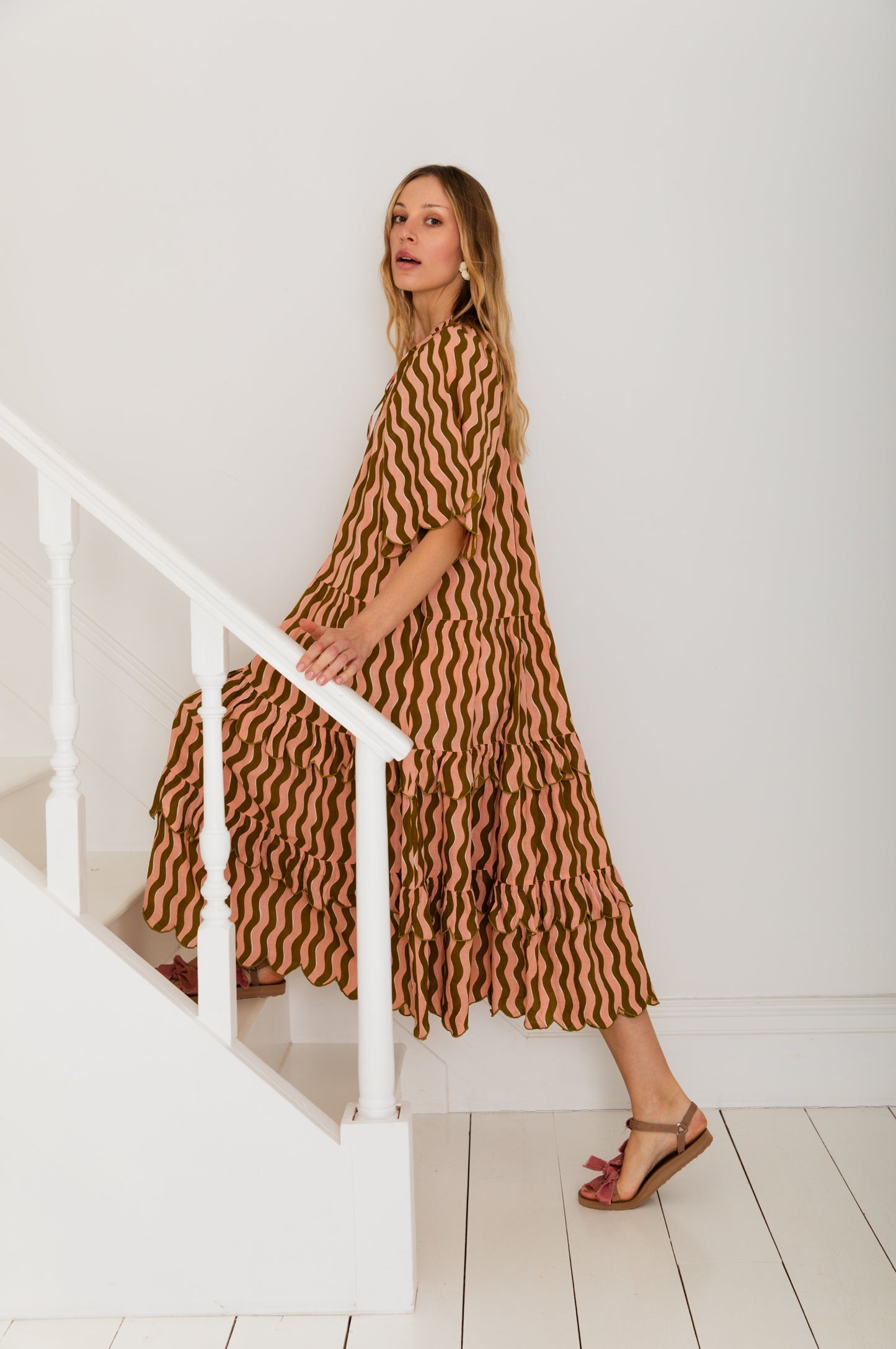 Winona Dress - Olive / Peach