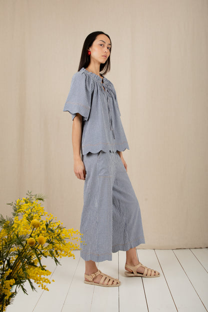 Aide Trouser - Navy Gingham