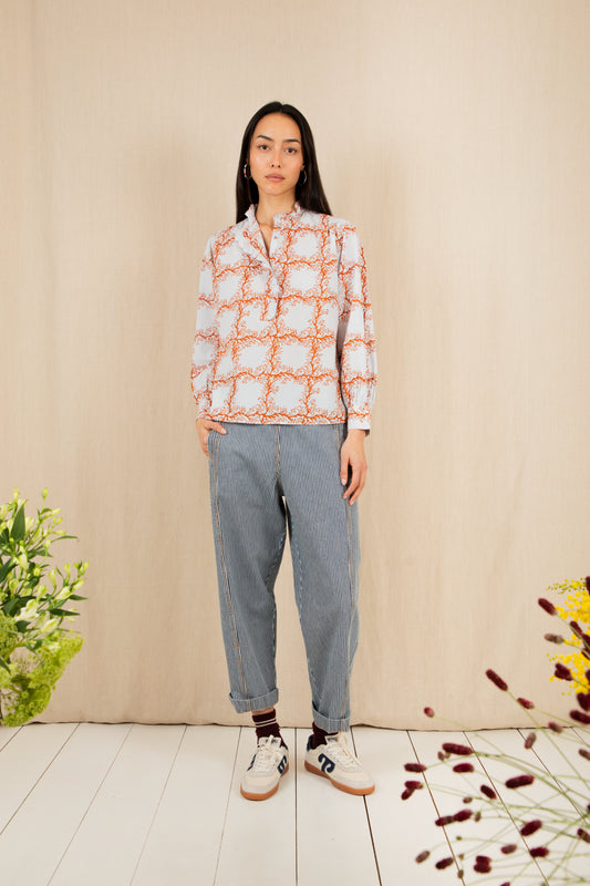 Anais Shirt - Ice Blue / Tobacco