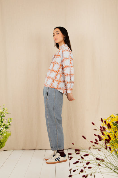 Anais Shirt - Ice Blue / Tobacco