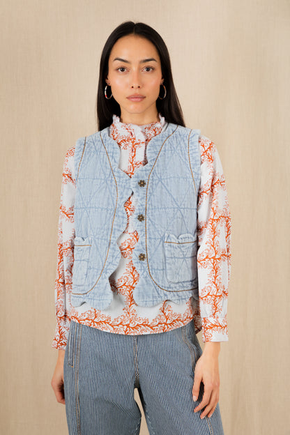 Anais Shirt - Ice Blue / Tobacco