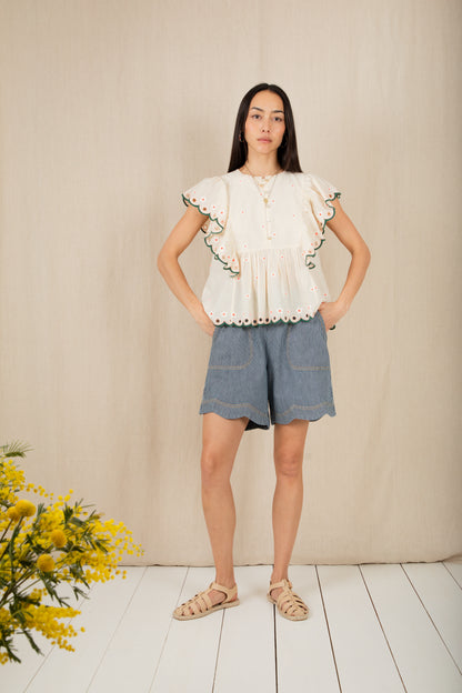 Darcy Top - Ecru / Multi