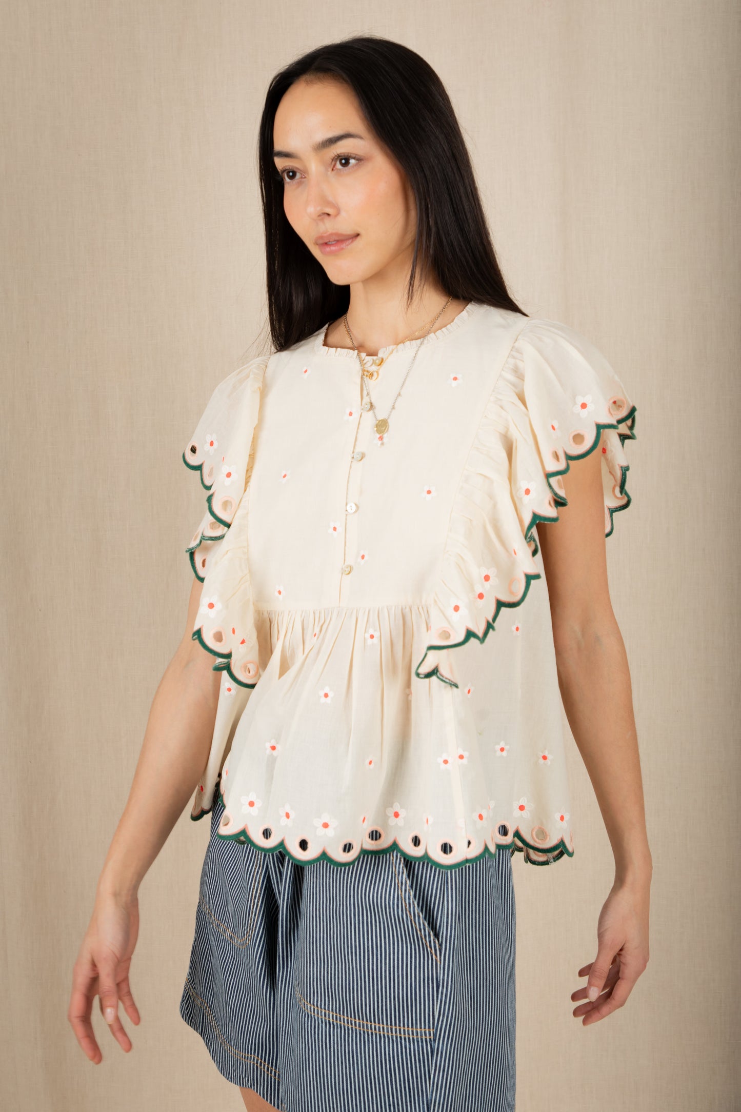 Darcy Top - Ecru / Multi