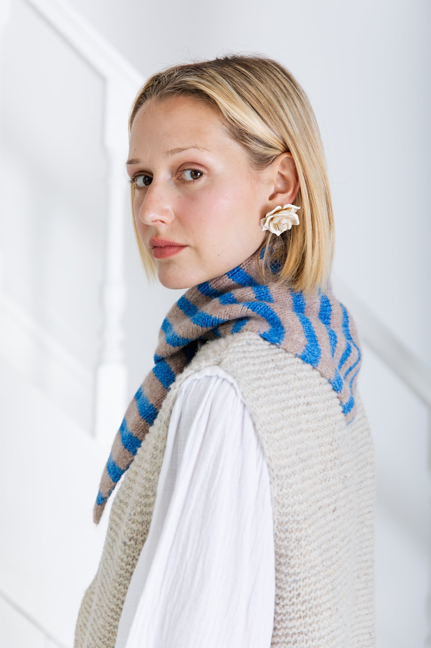 Elizabeth Triangle Scarf - Hassar Blue