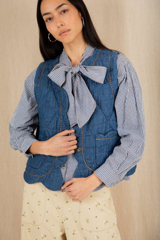 Estelle Gilet - Denim Mid-Wash
