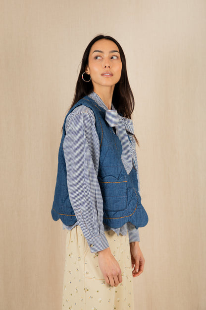 Estelle Gilet - Denim Mid-Wash