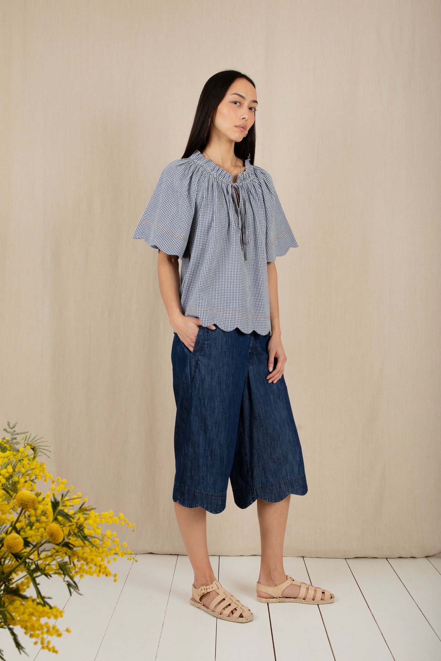 Milla Top - Navy Gingham