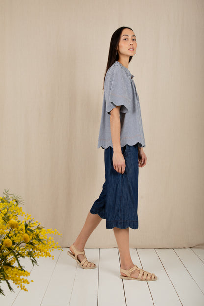 Milla Top - Navy Gingham