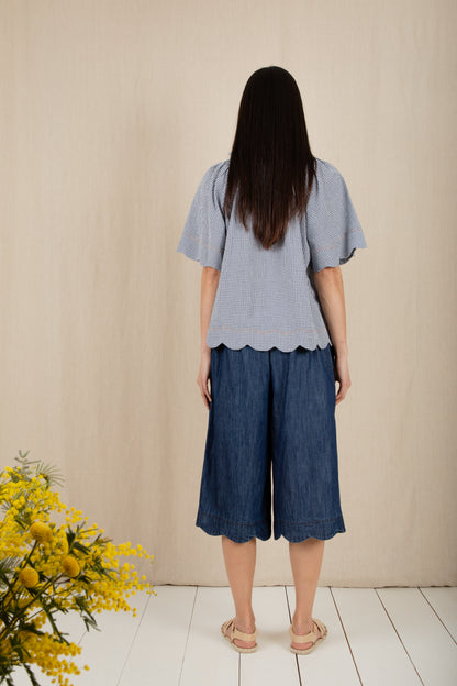 Milla Top - Navy Gingham