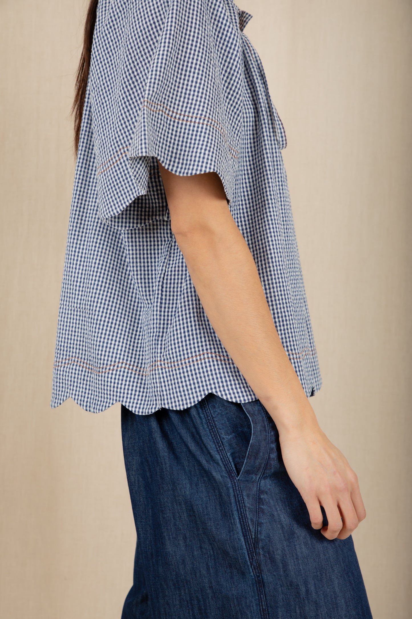 Milla Top - Navy Gingham
