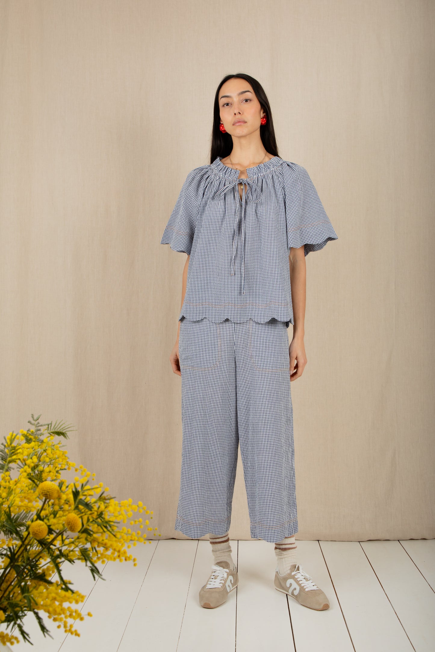 Milla Top - Navy Gingham