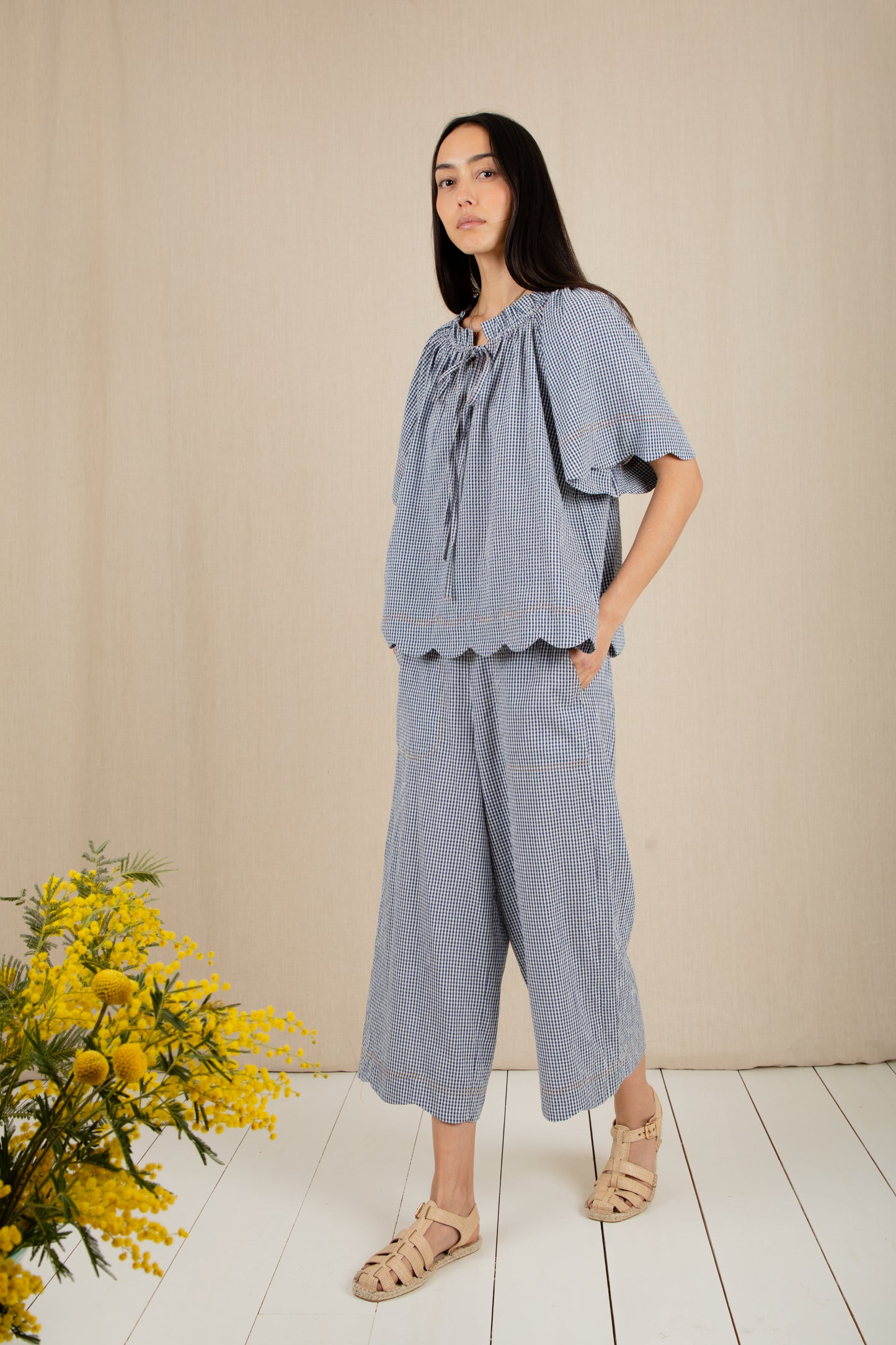 Milla Top - Navy Gingham