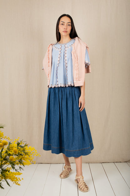 Polly Skirt -  Mid Wash Denim