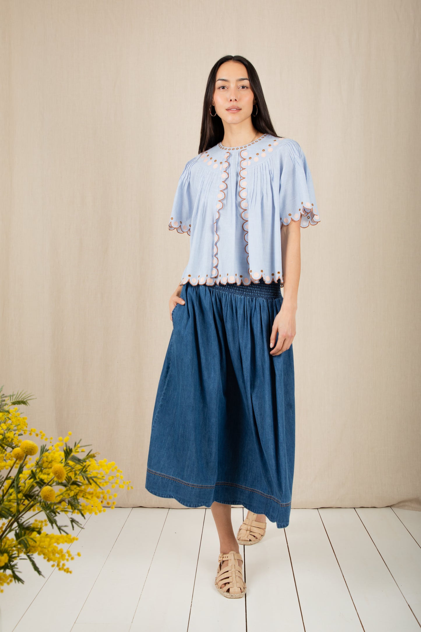 Polly Skirt -  Mid Wash Denim
