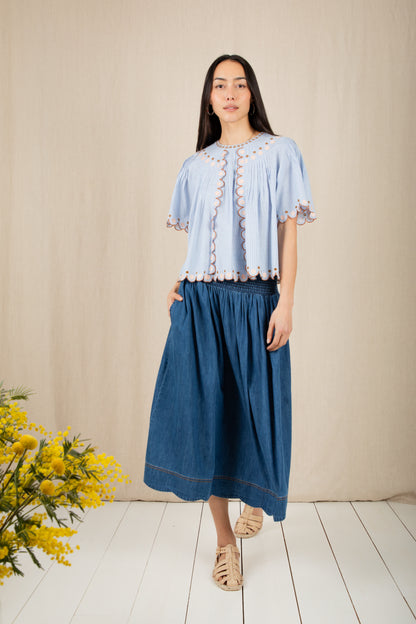 Polly Skirt -  Mid Wash Denim