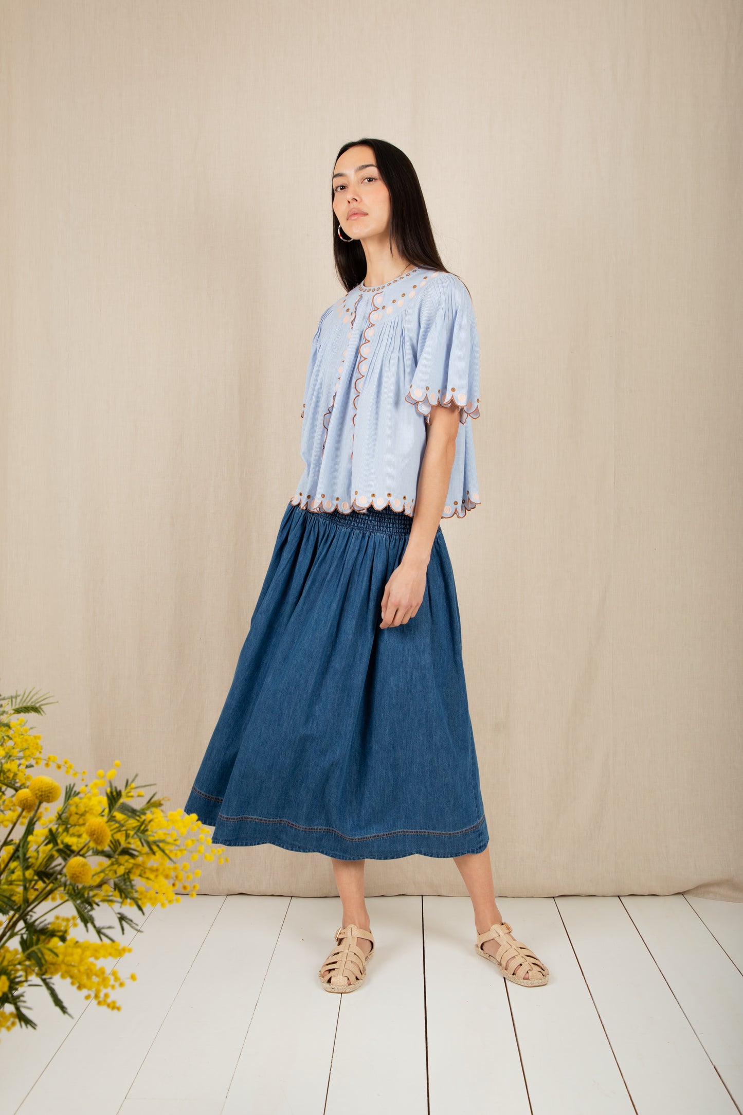 Polly Skirt -  Mid Wash Denim
