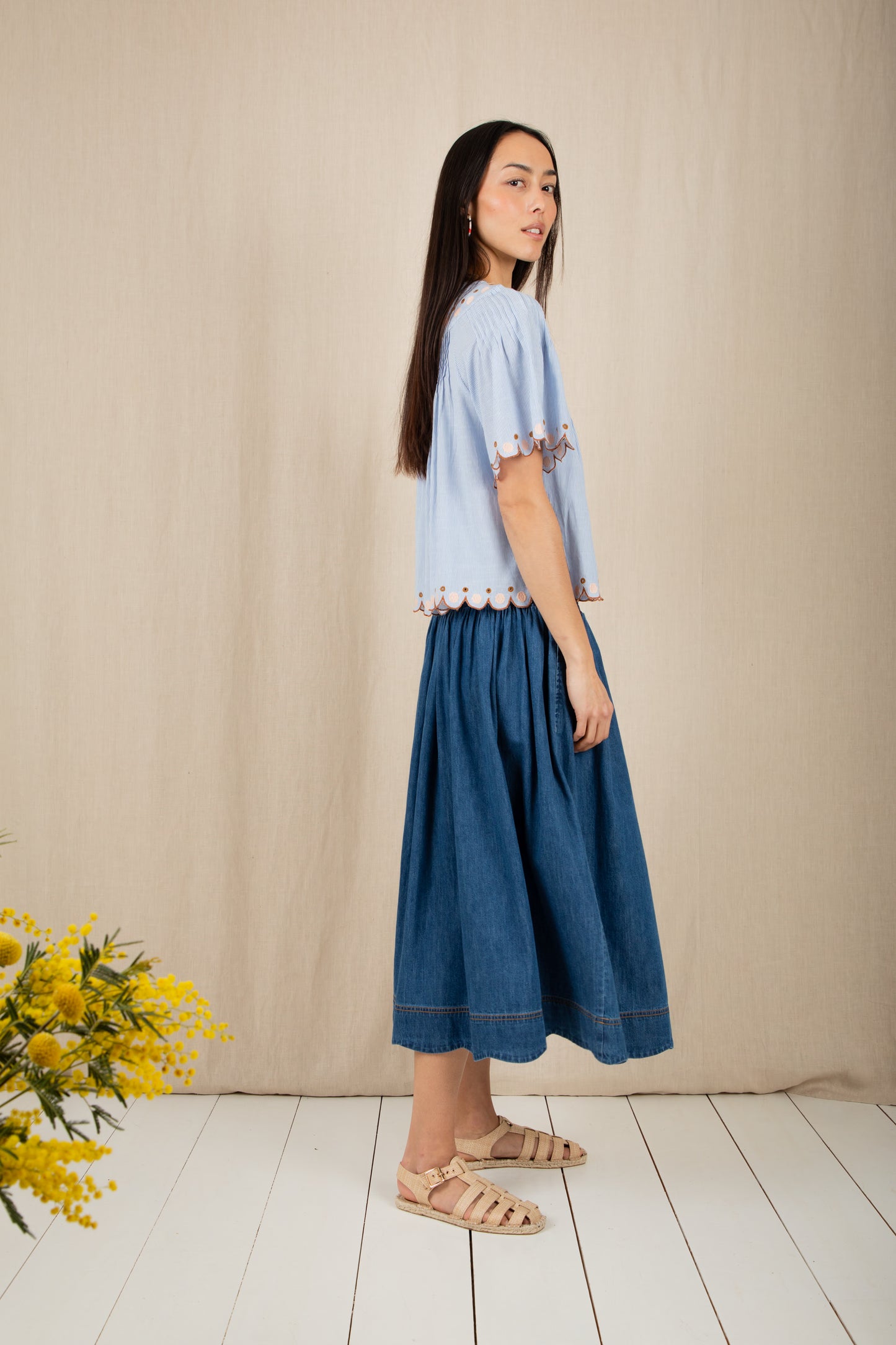 Polly Skirt -  Mid Wash Denim