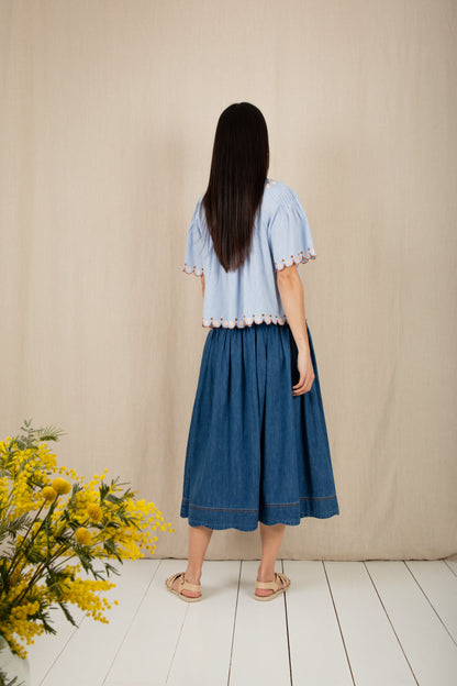 Polly Skirt -  Mid Wash Denim