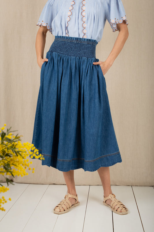 Polly Skirt -  Mid Wash Denim