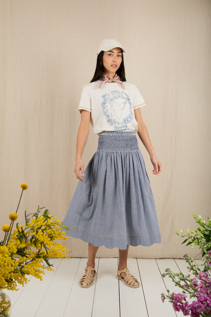 Polly Skirt -  Navy Gingham