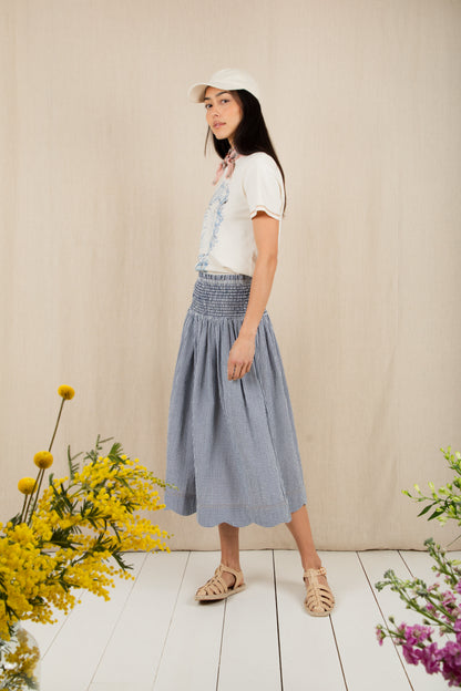 Polly Skirt -  Navy Gingham