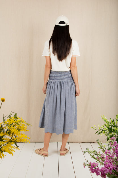 Polly Skirt -  Navy Gingham