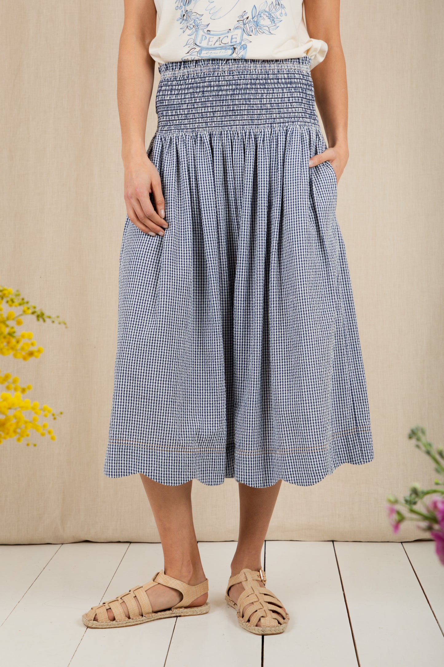Polly Skirt -  Navy Gingham