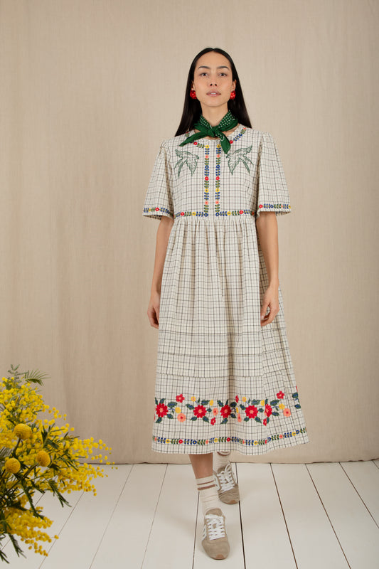 Sienna Dress - Ecru Multi