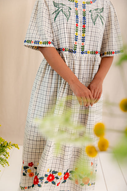 Sienna Dress - Ecru Multi