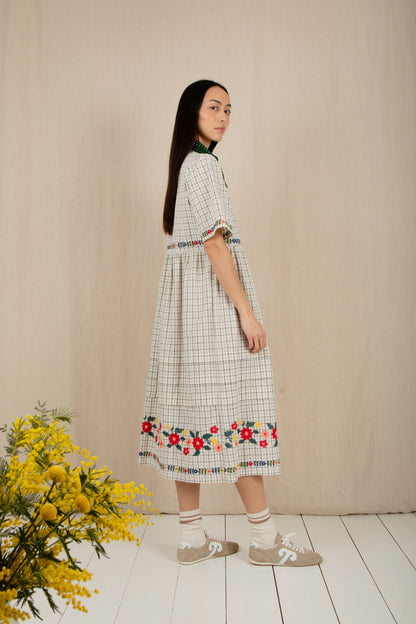 Sienna Dress - Ecru Multi