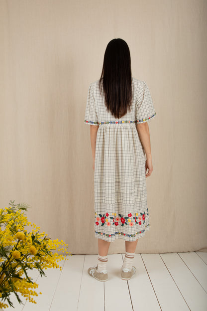 Sienna Dress - Ecru Multi