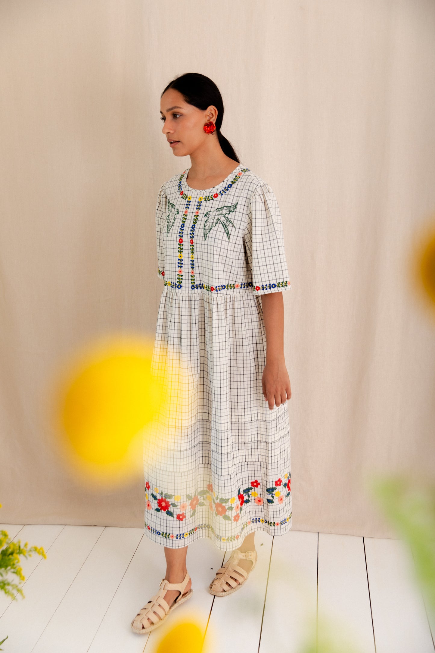 Sienna Dress - Ecru Multi