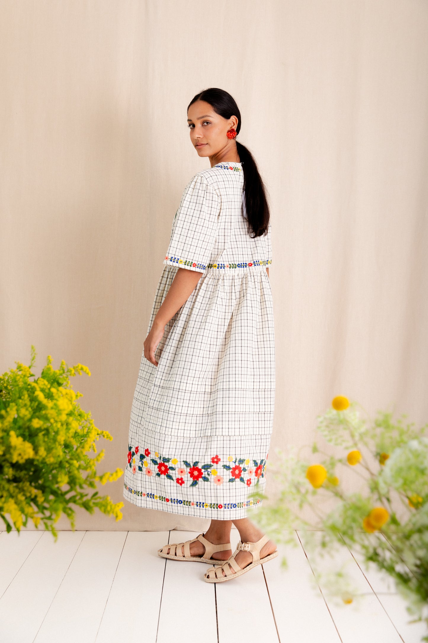 Sienna Dress - Ecru Multi