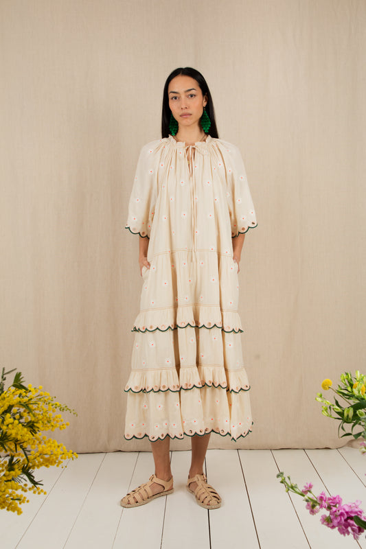 Winona Dress  - Ecru Multi
