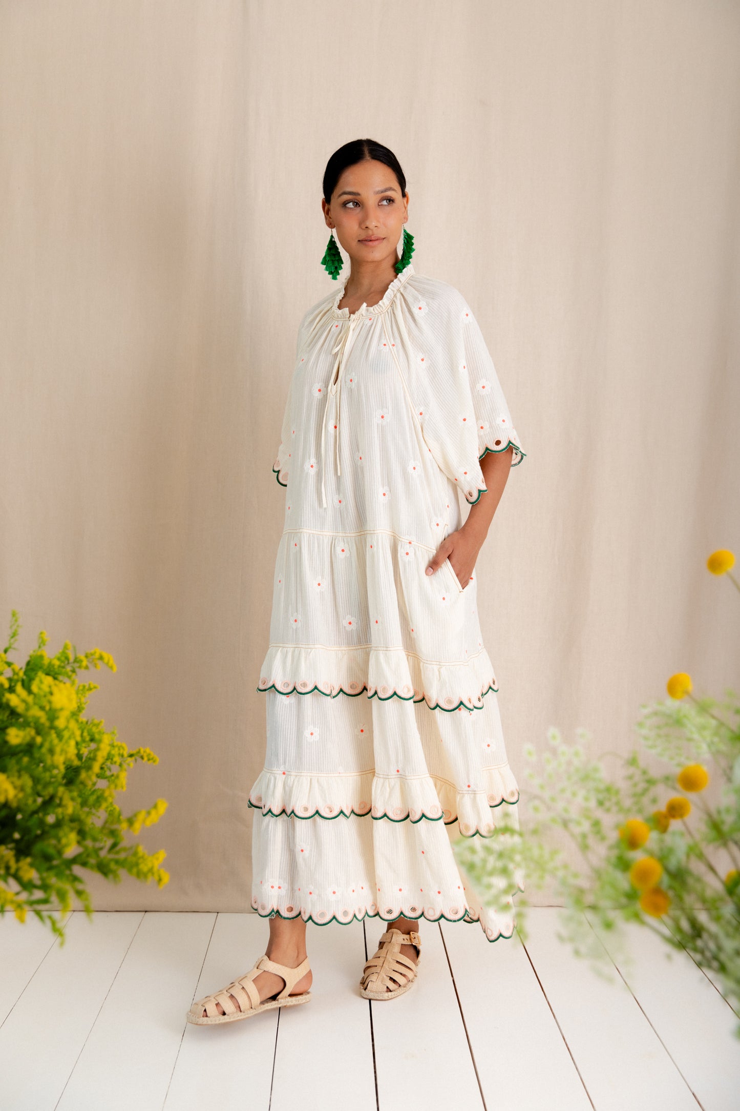 Winona Dress  - Ecru Multi