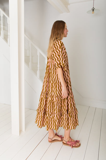 Winona Dress  - Olive / Peach